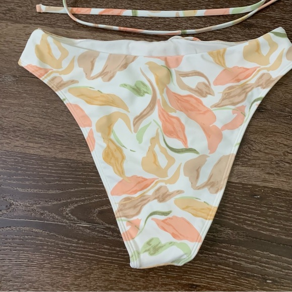 Abercrombie & fitch womens floral bikini tie neck/ cheeky swimsuit M - Picture 6 of 10